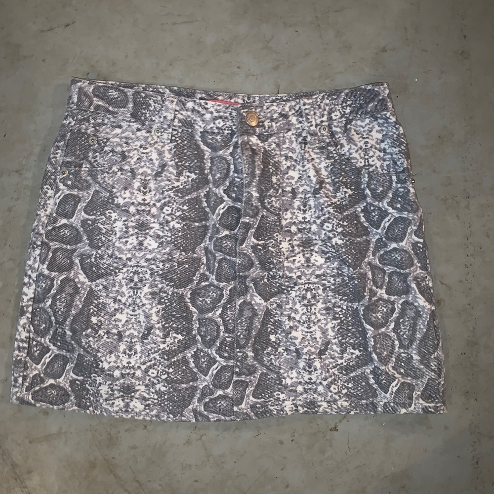 Snakeskin mini skirt